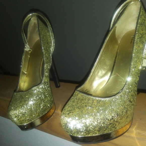 Mossimo Glitter Gold STILETTOS. WOMENS SIZE 7 1/2. - Picture 7 of 14